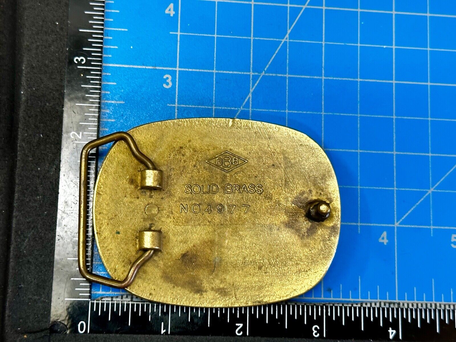 Unique Leather and Solid Brass Round Centerpiece Vintage Belt Buckle by Baron