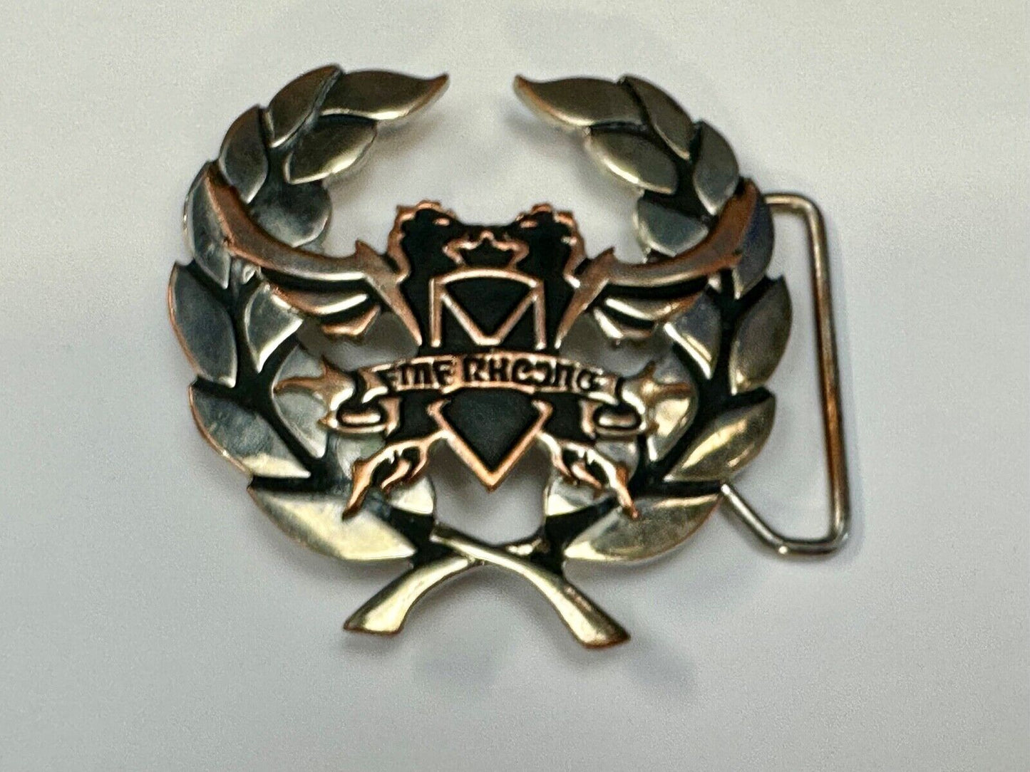 Two griffins?  FME RheJNG Olive branch cutout belt buckle