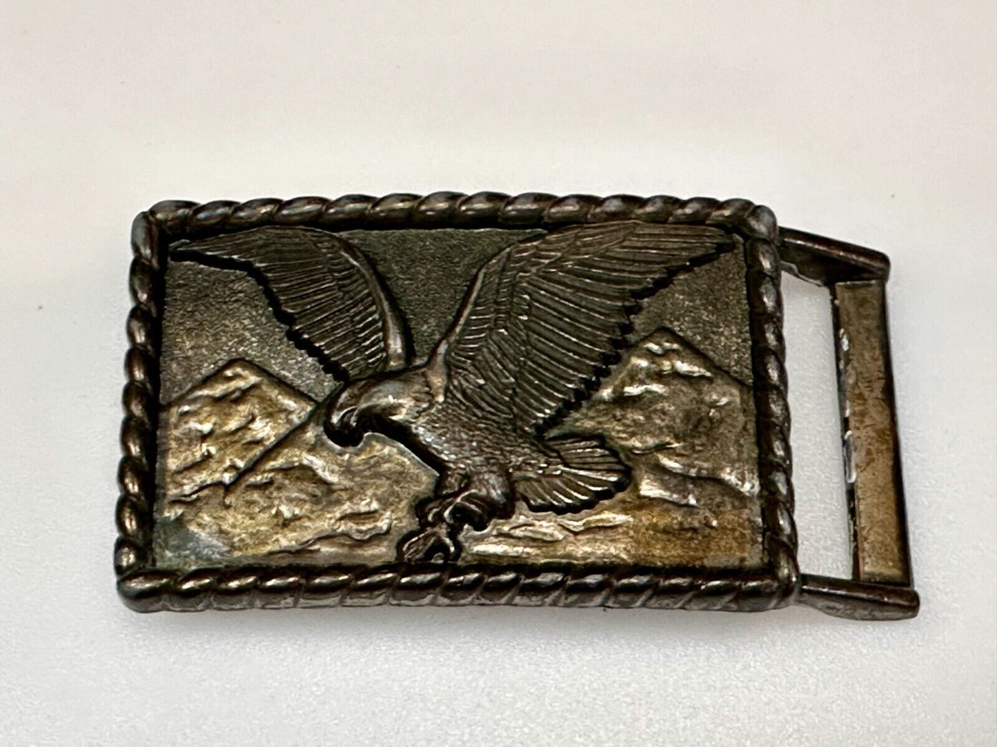 American Bald Eagle flying over majestic USA mountains Vintage Belt Buckle