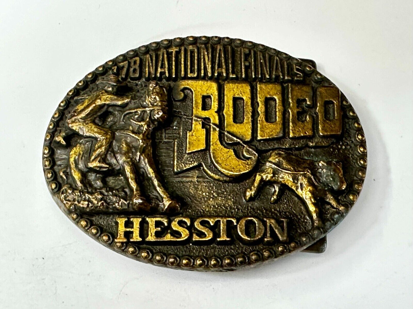 1978 Hesston National Finals Rodeo NFR Rodeo Cowboys NOS Western Belt Buckle