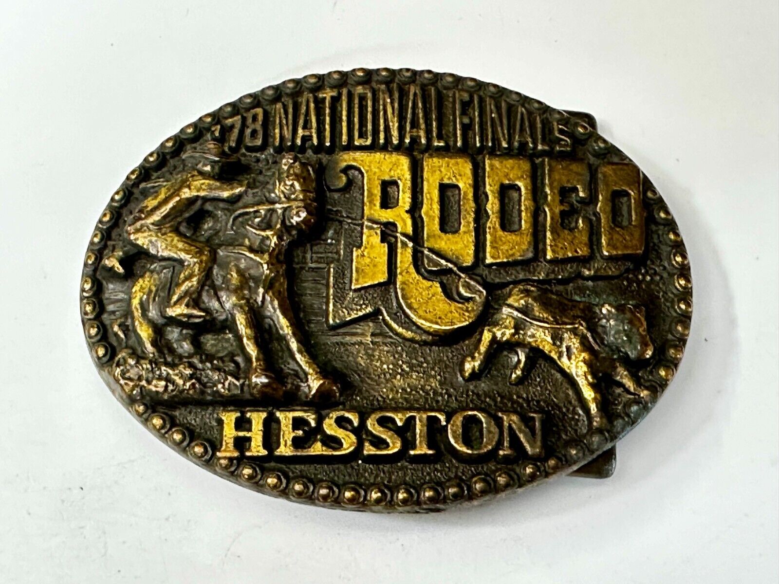 1978 Hesston National Finals Rodeo NFR Rodeo Cowboys NOS Western Belt Buckle