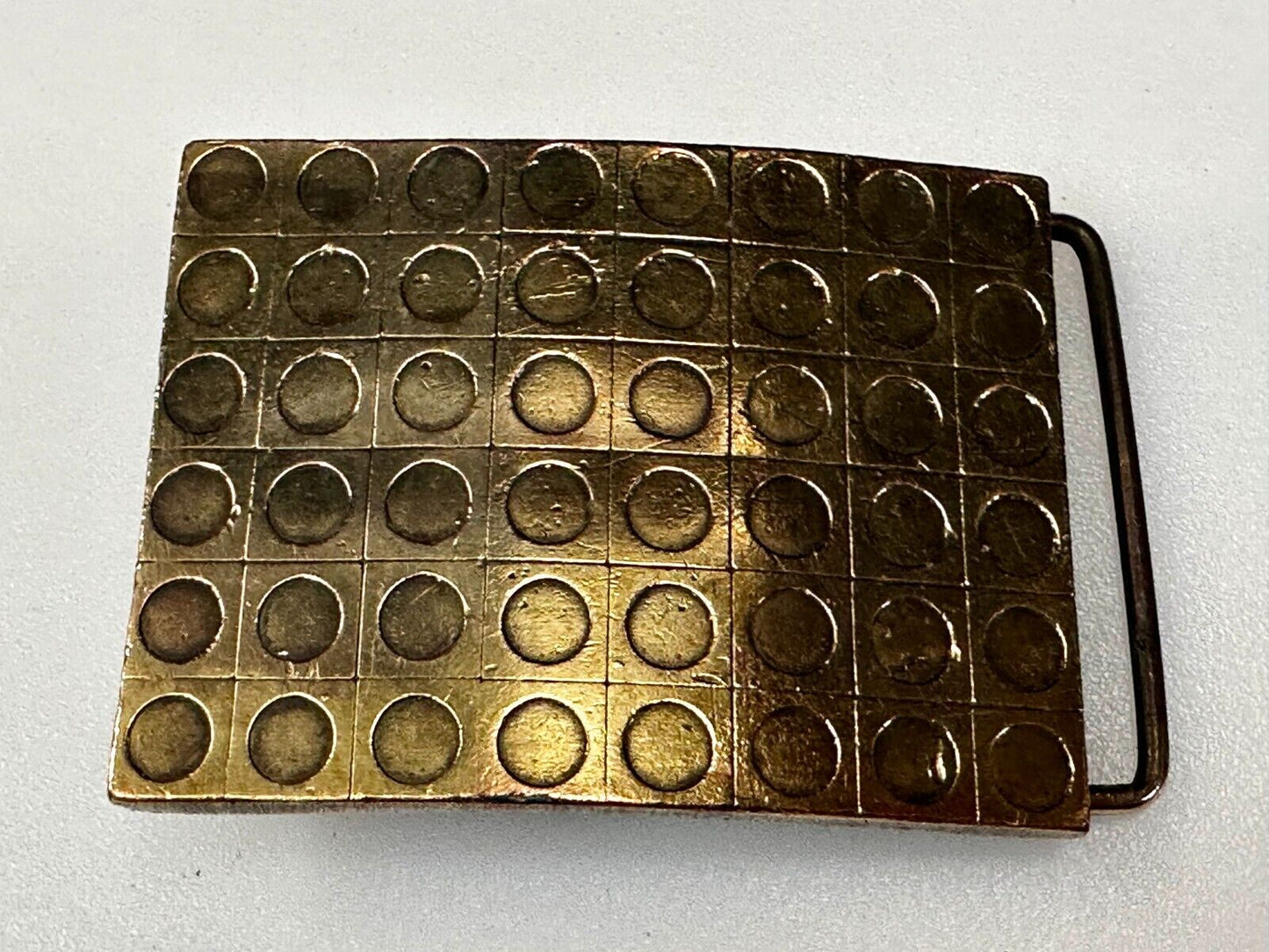 Artisan Metalwork Grid Hole Pattern Hippy Vibe Belt Buckle By Bergamot B-12