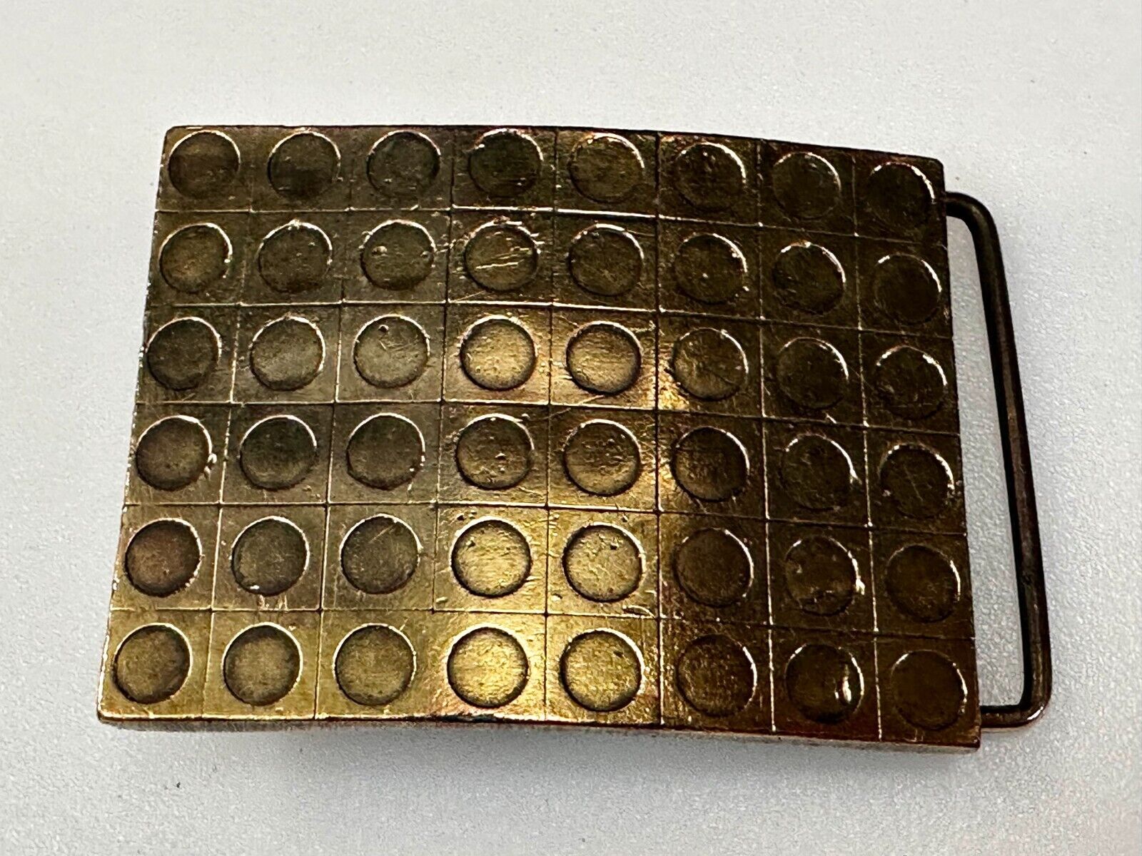 Artisan Metalwork Grid Hole Pattern Hippy Vibe Belt Buckle By Bergamot B-12