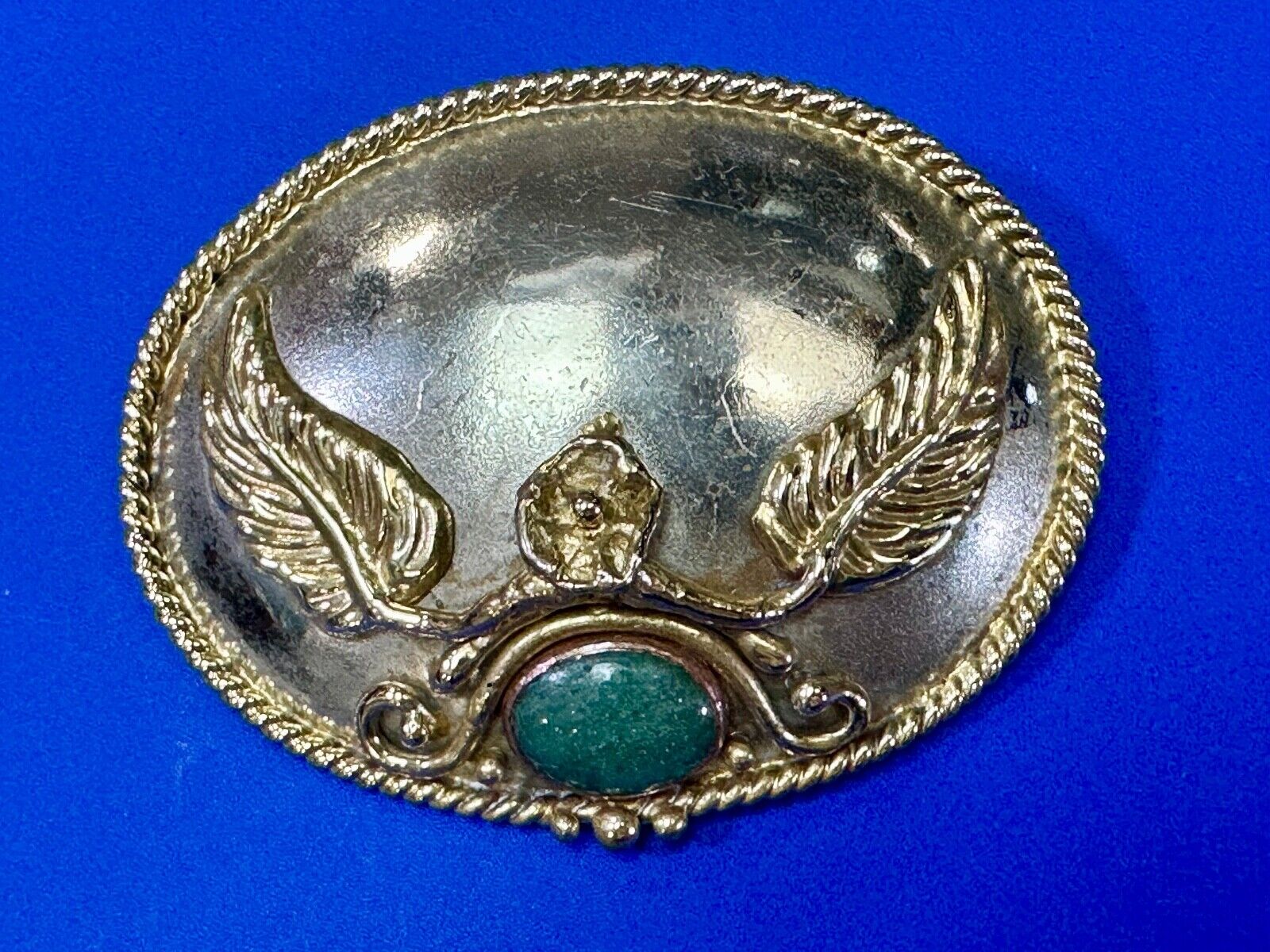 two tone LEAF theme unknown to me! green turquoise? Artisan western belt slide