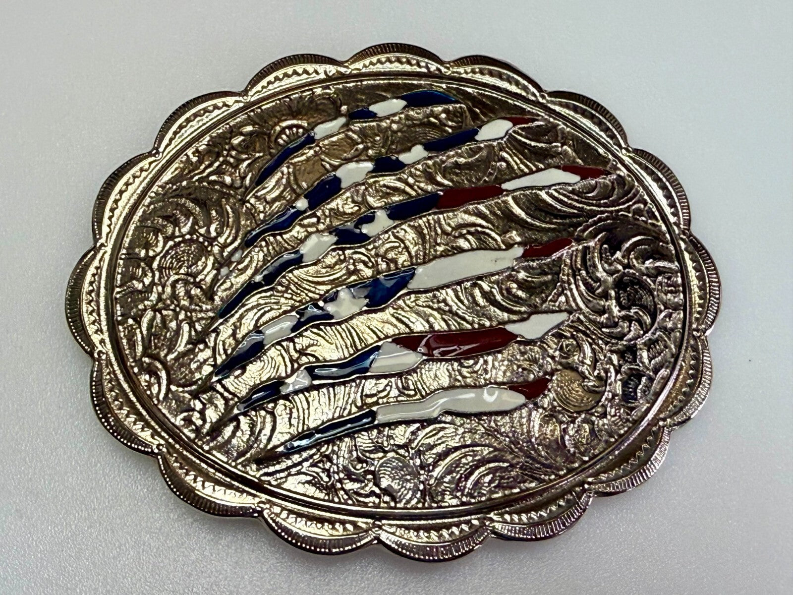 United States of America Flag Sliced Pattern on Western Belt Buckle by Shyanne