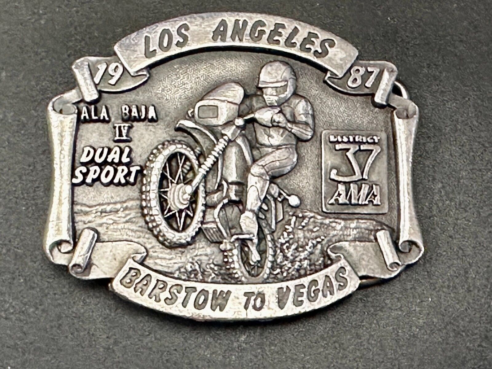 AMA Los Angeles to Barstow to Vegas 1987  Trail Ride Motorcycle Belt Buckle