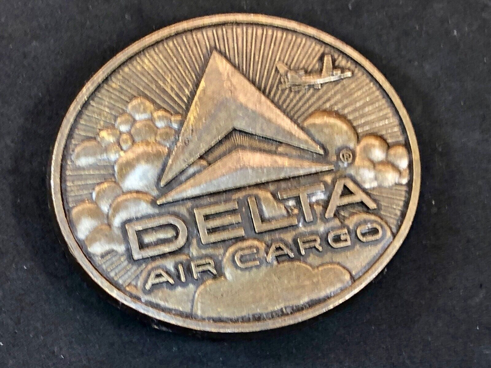 Vintage DELTA Air CARGO airlines brass tone Belt Buckle 