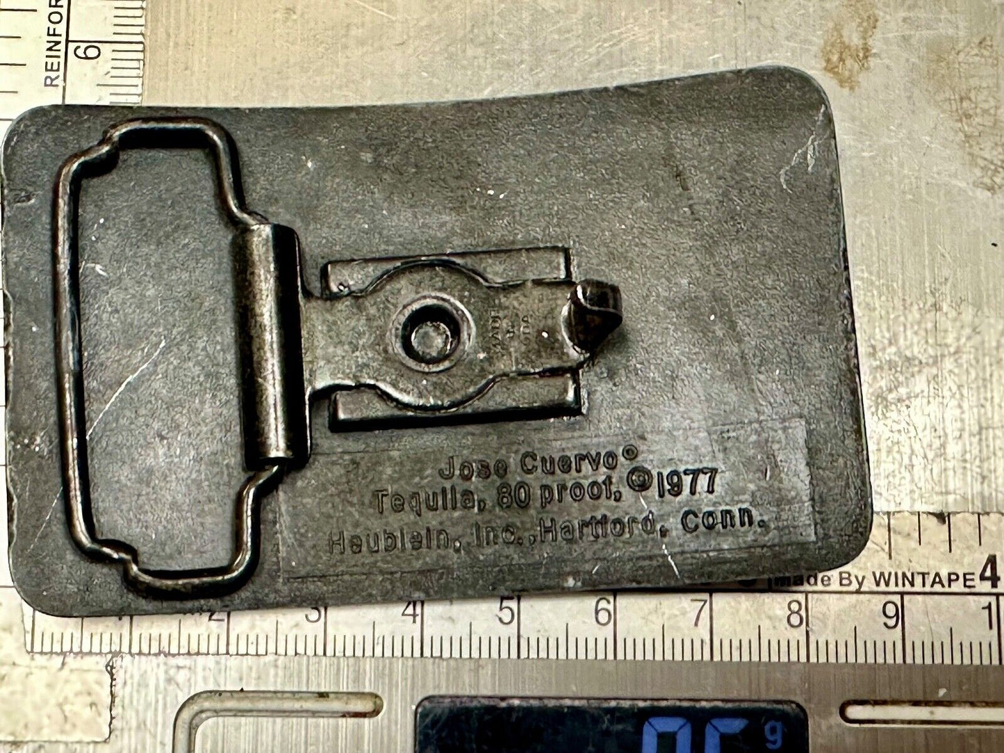 80 Proof!  JOSE CUERVO TEQUILA VINTAGE 1977 BELT BUCKLE HARTFORD CT ORIGINAL