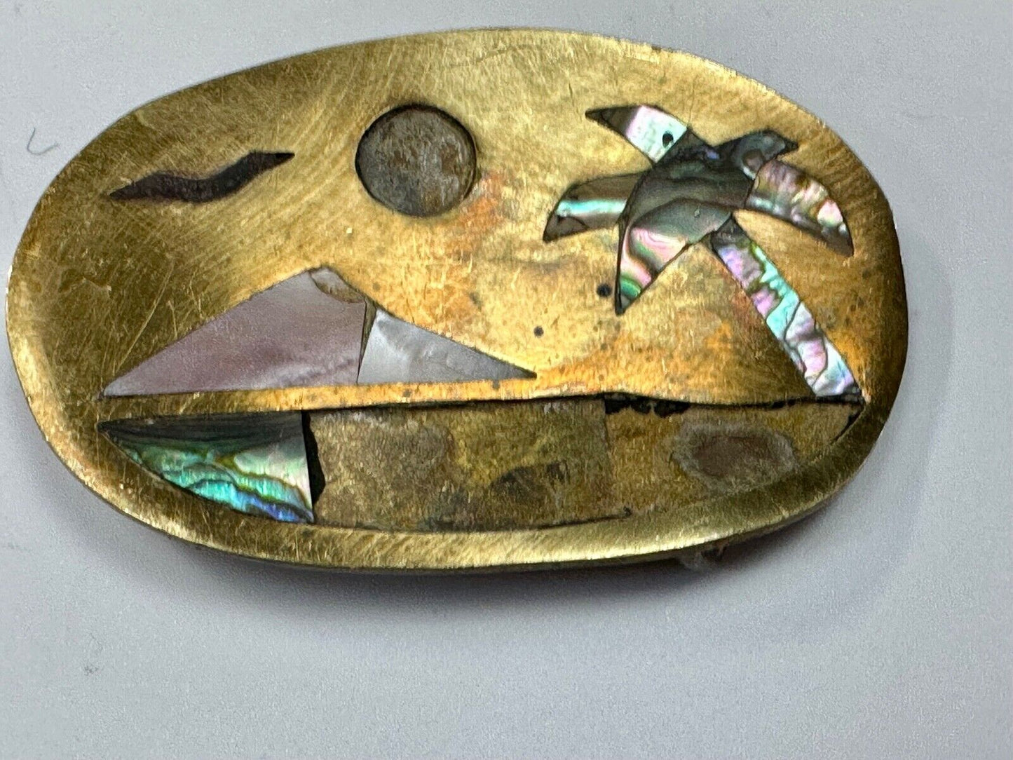 A Project belt buckle to repair - Missing inlaid inlay Abalone shell