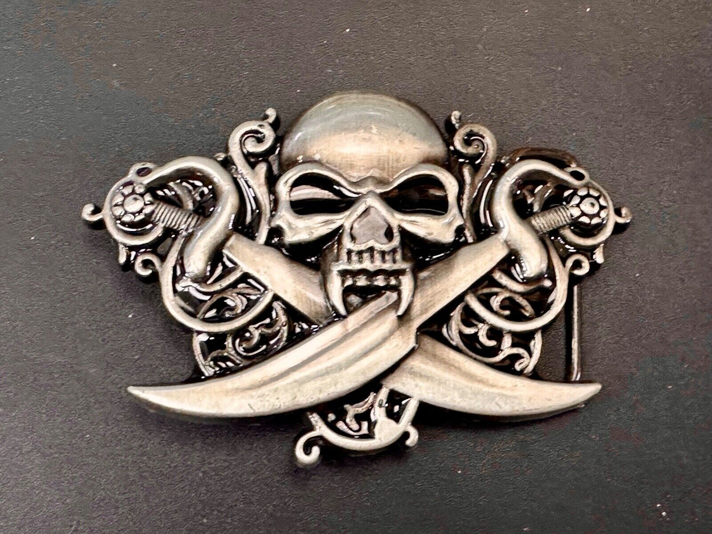 Vampire Teeth Skull - Soward's & Snakes cutout belt buckle