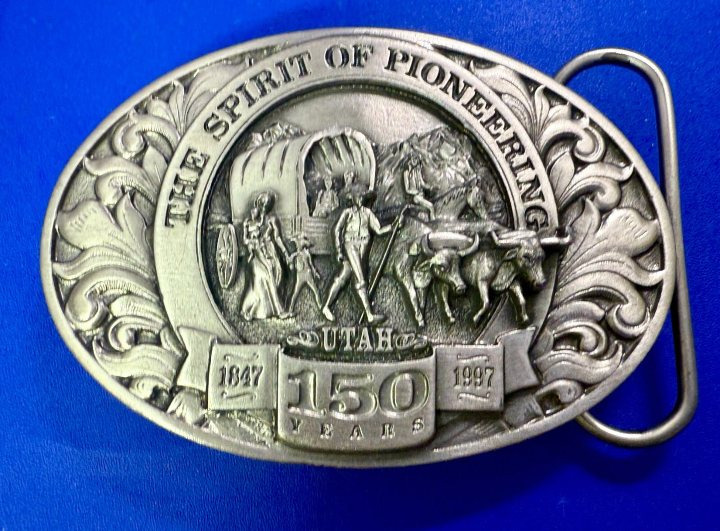 Utah State The Spirit of Pioneering 150 years Vintage Ring Masters Belt Buckle