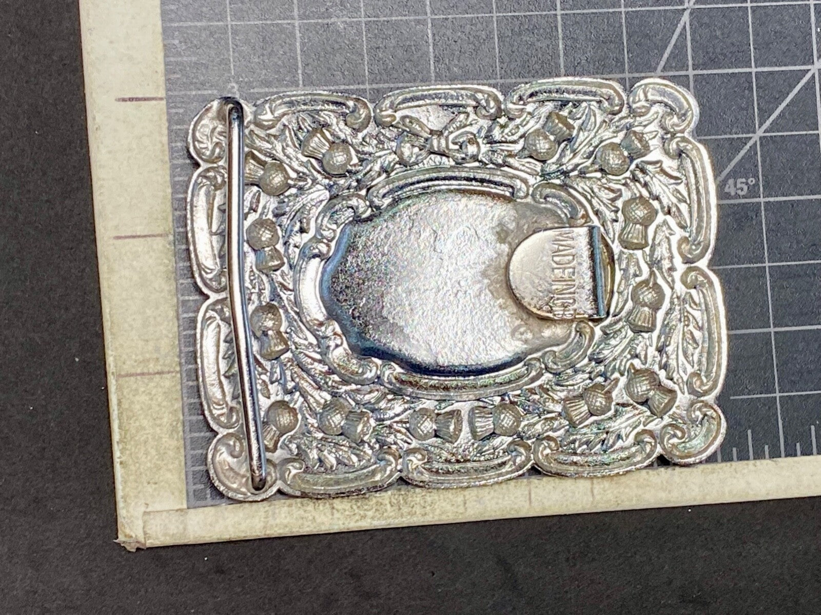 Beautiful Ornate Silver? Flower Swirl Made In Great Britain Belt Buckle