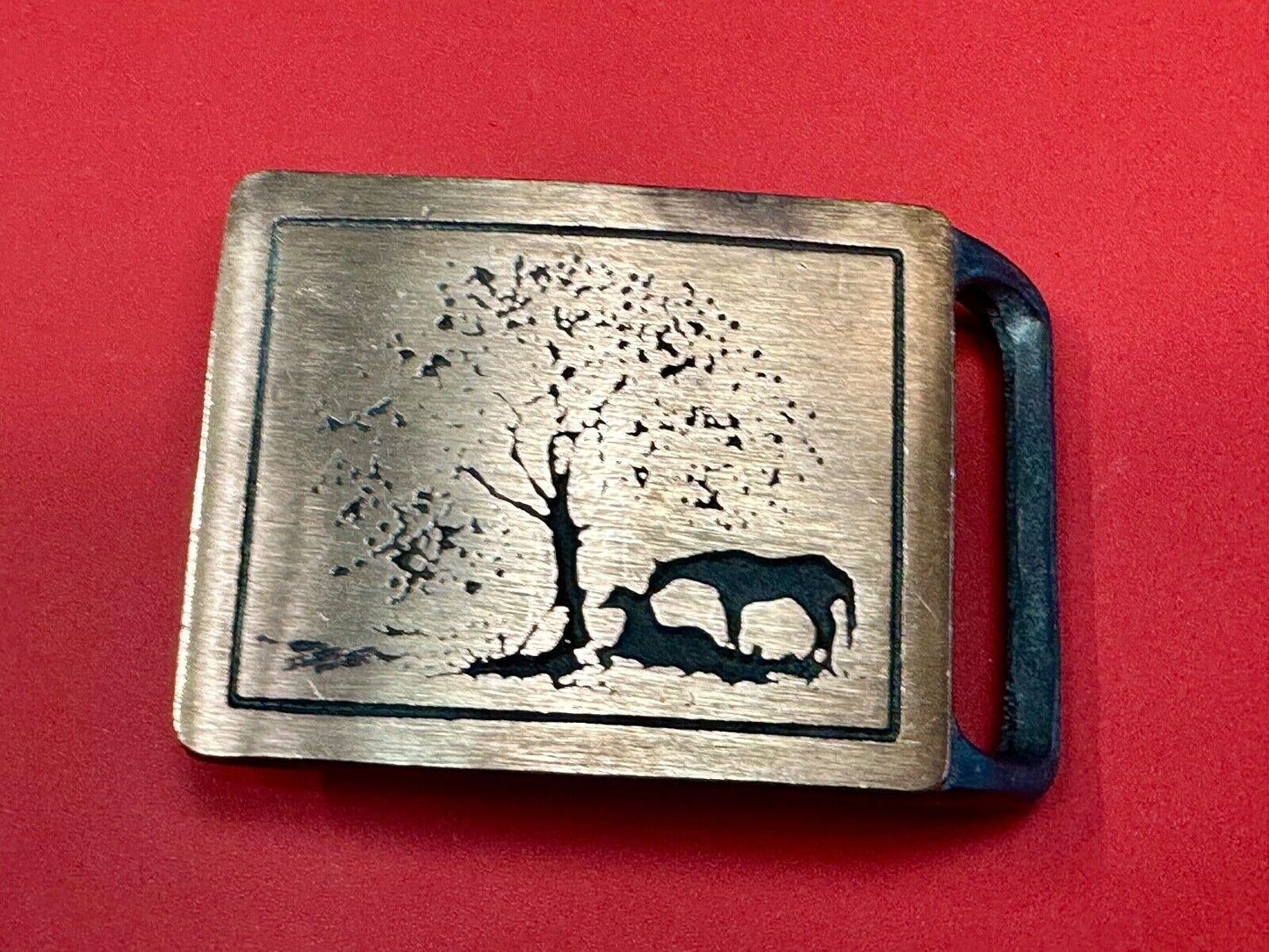 TWO HORSES TECH-ETHER GUILD Vintage art Horse lovers belt buckle