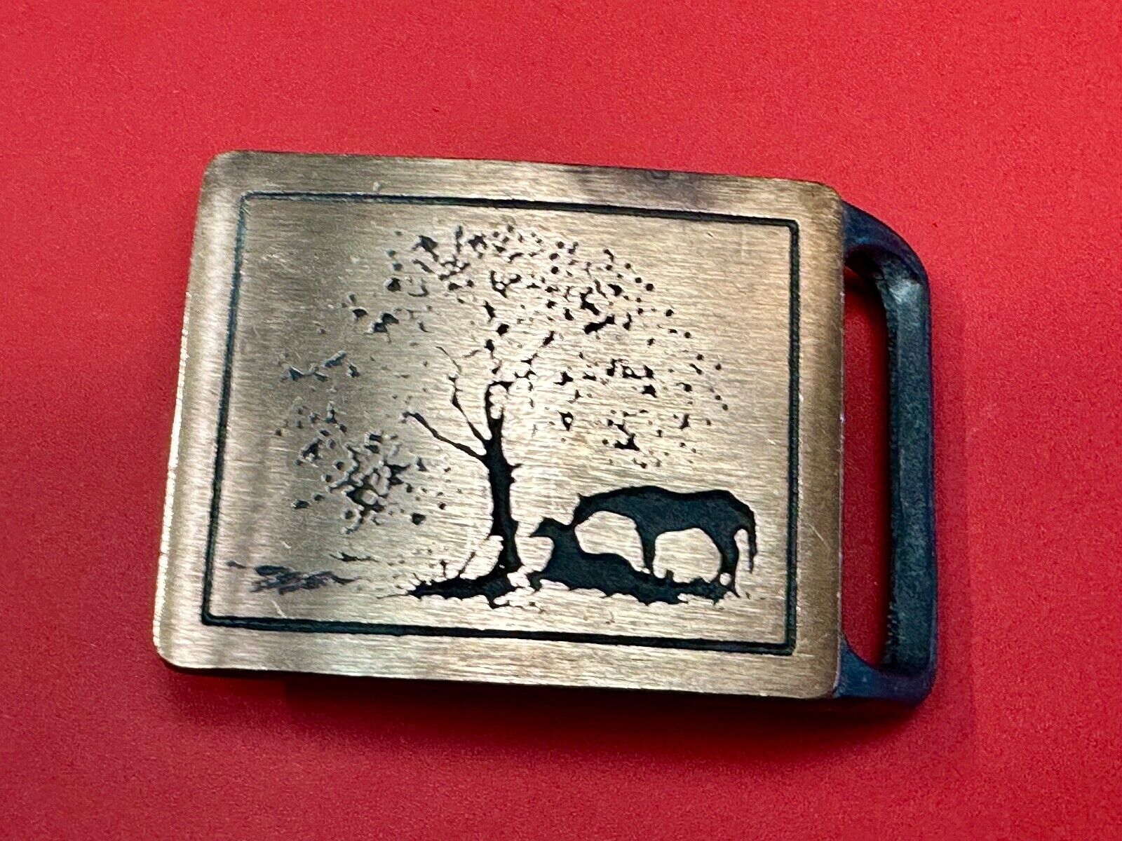 TWO HORSES TECH-ETHER GUILD Vintage art Horse lovers belt buckle