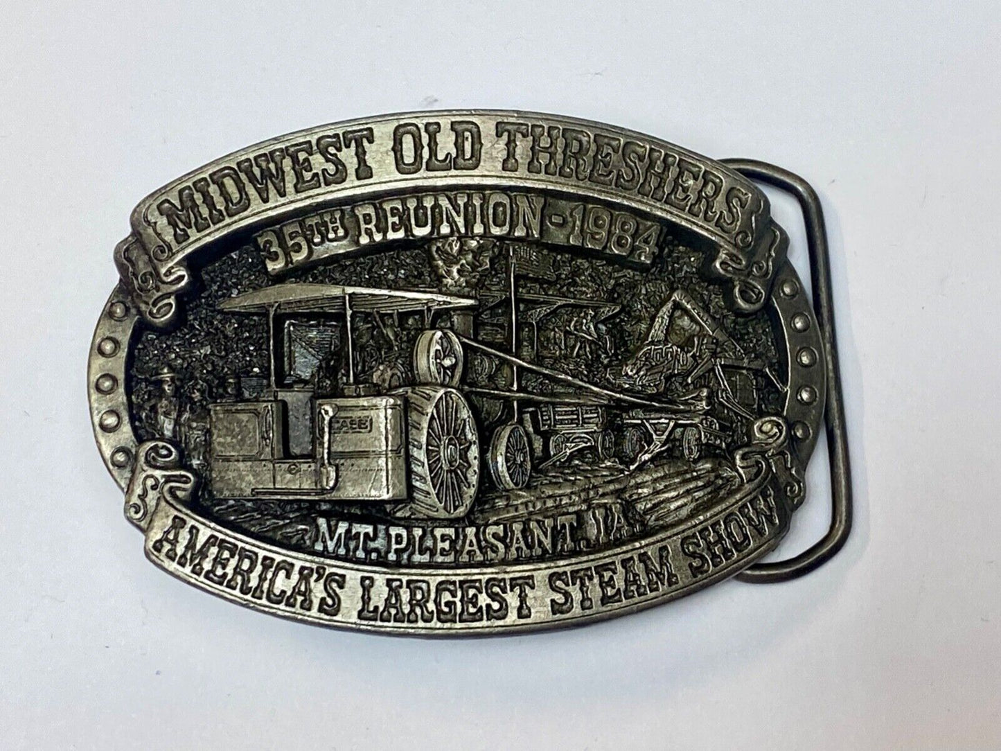 Americas largest Steam show  Midwest Old Settlers and Threshers Assn belt buckle