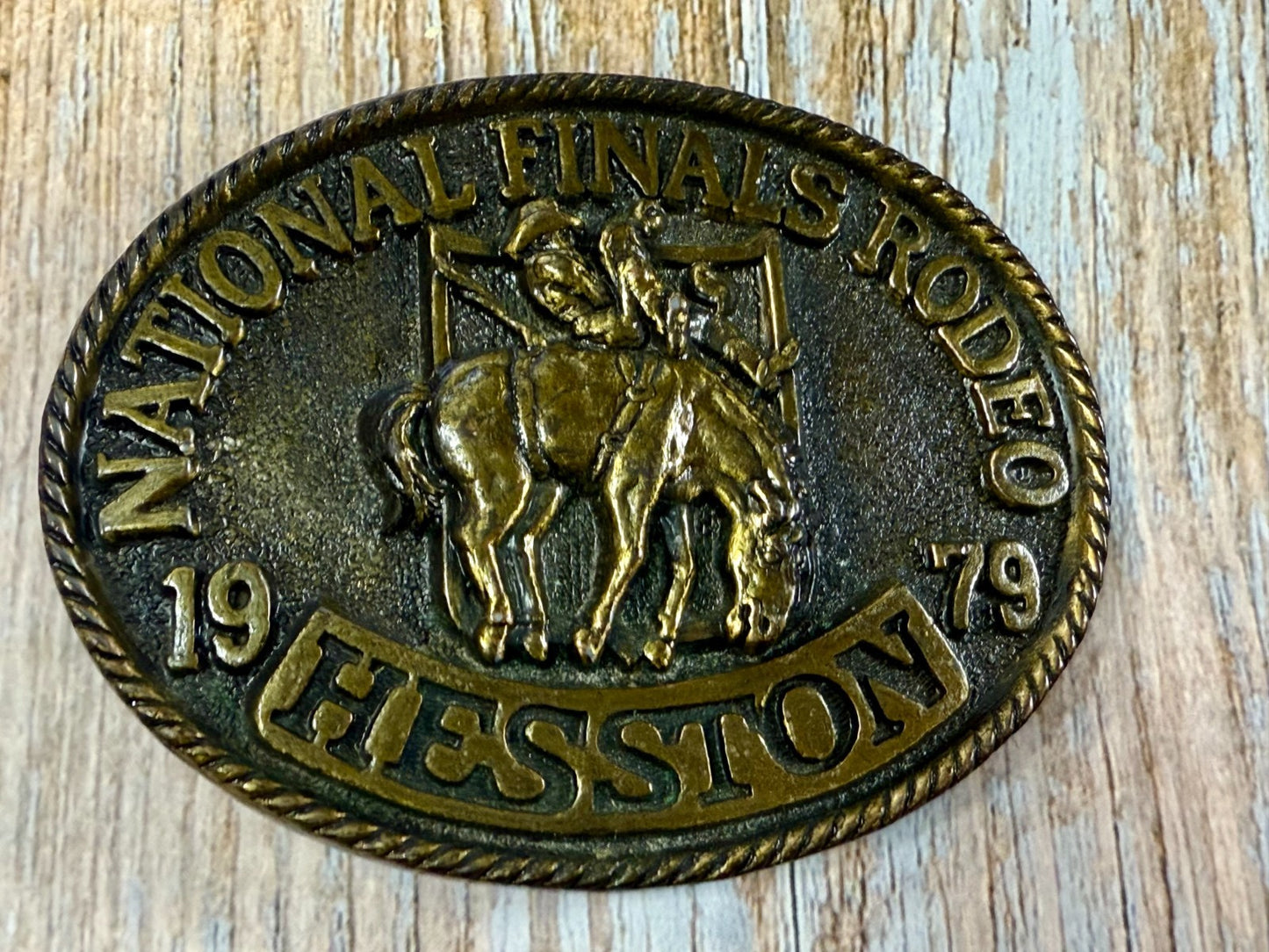 1979 Hesston NFR National Finals Rodeo Cowboys Western Vintage Belt Buckle