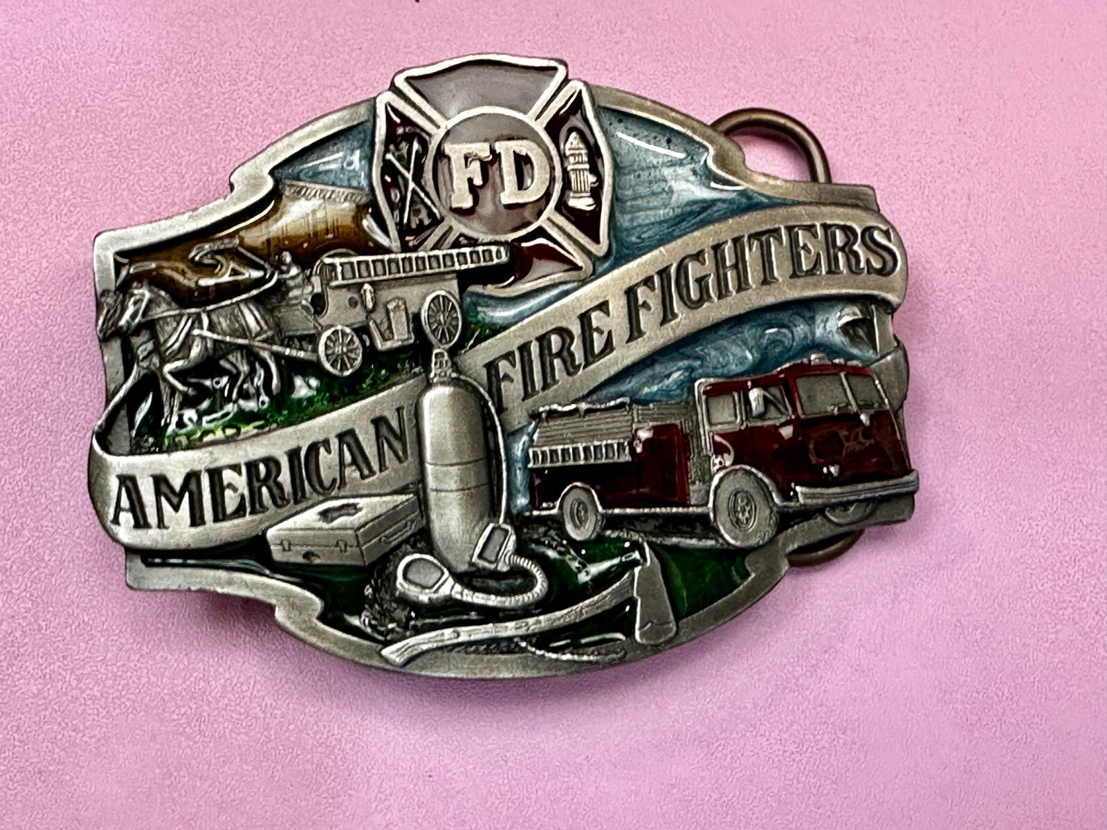 American Fire Fighters Ever Ready Ever Willing Vintage 1988 Siskiyou Belt Buckle