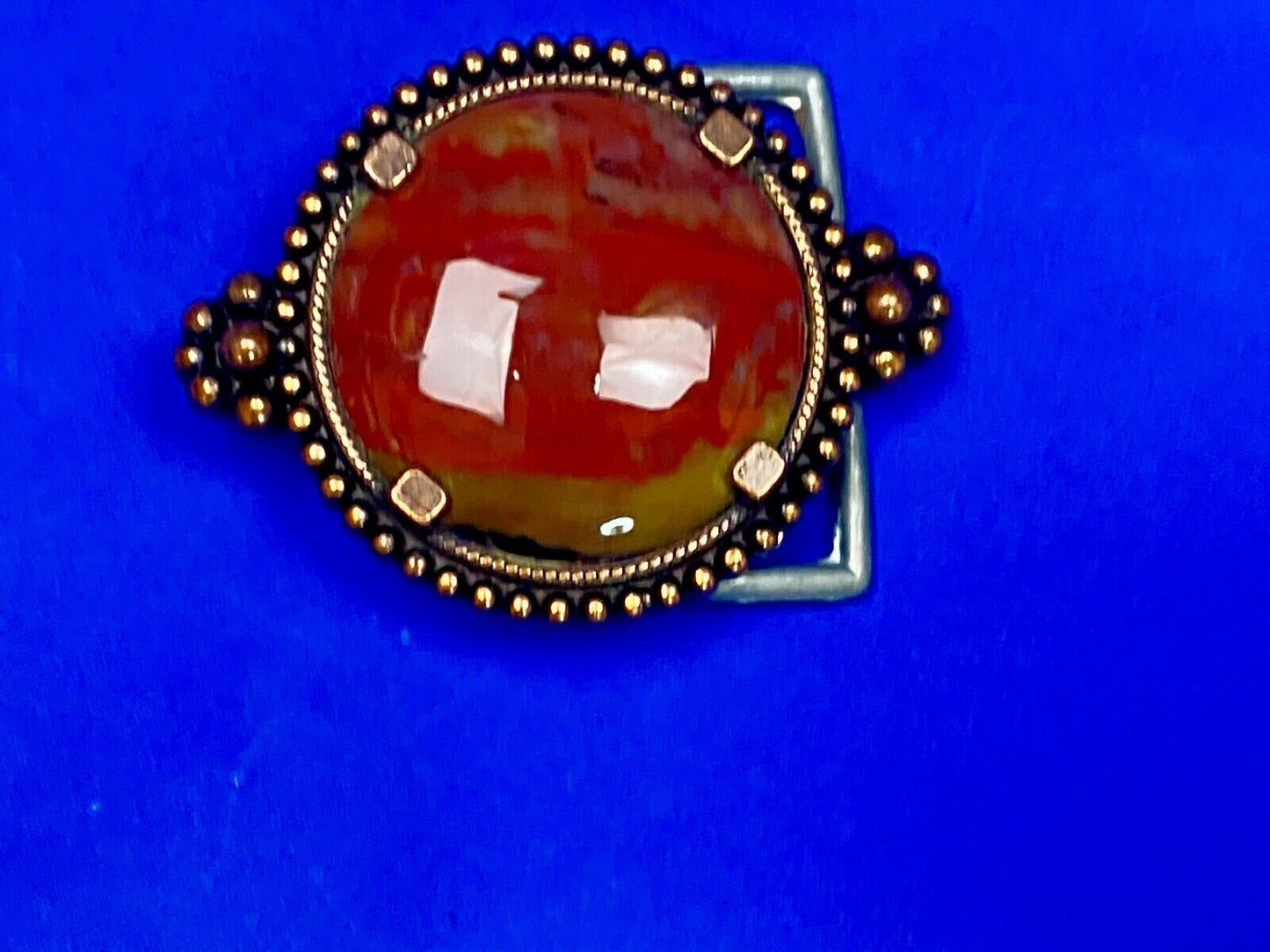 Unique Small Red Brown Jasper Beautiful Cabochon Stone Centerpiece Belt Buckle