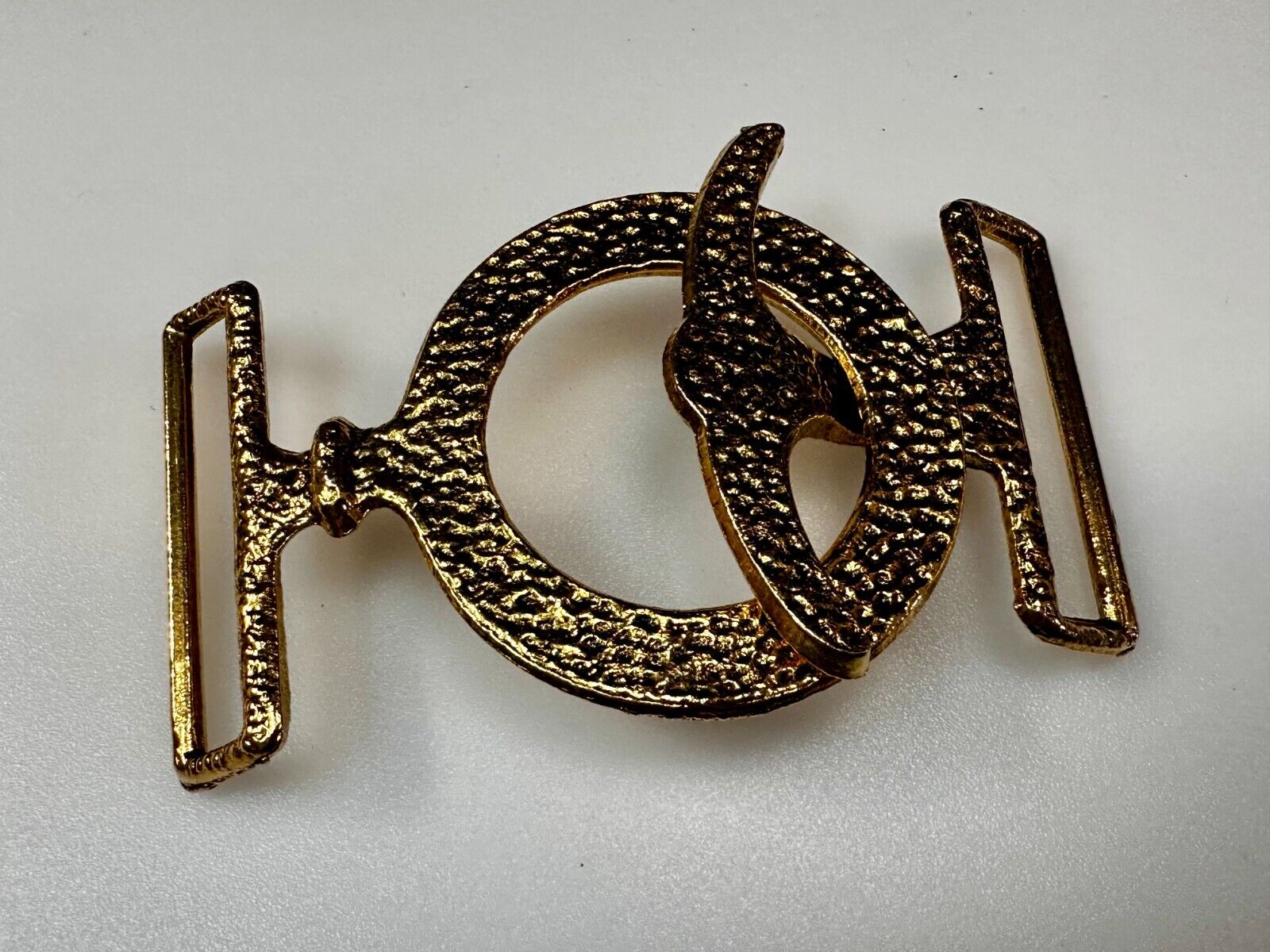 Two-Piece Interlocking Anchor? Open Work Gold Tone Vintage Belt Buckle