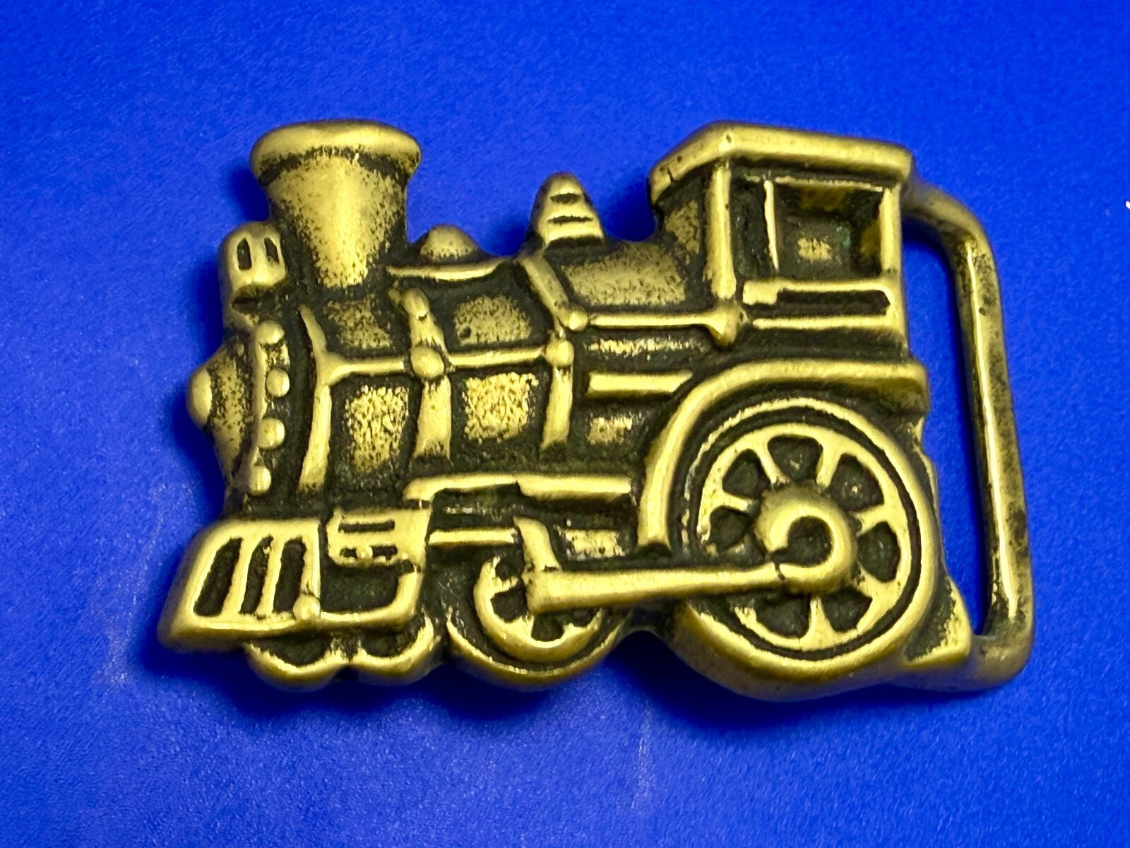 Toy Railroad Steam Engine Locomotive Train Cutout Solid Brass Belt Buckle