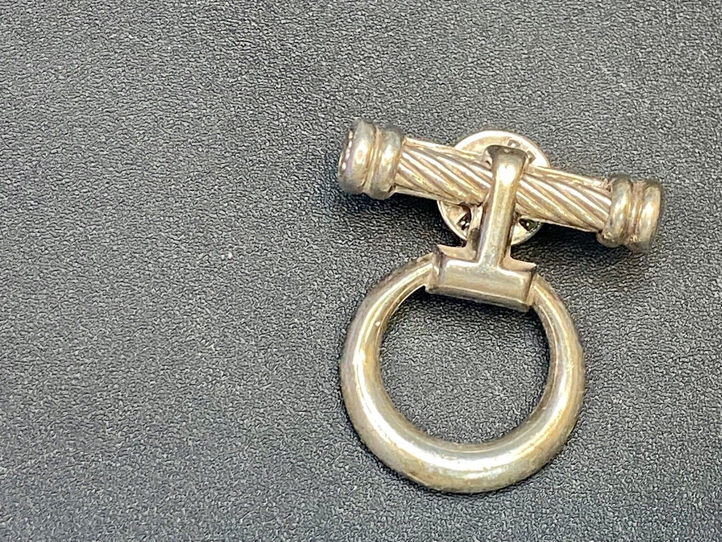 Vintage Cylinder & Round Door Knocker? Stirrup? Sterling Silver 925 Brooch