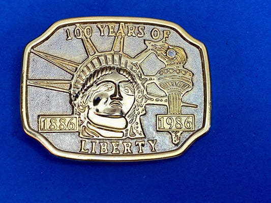 Vintage Gold And Silver Color Usa Statue Of Lady Liberty  New York Belt Buckle