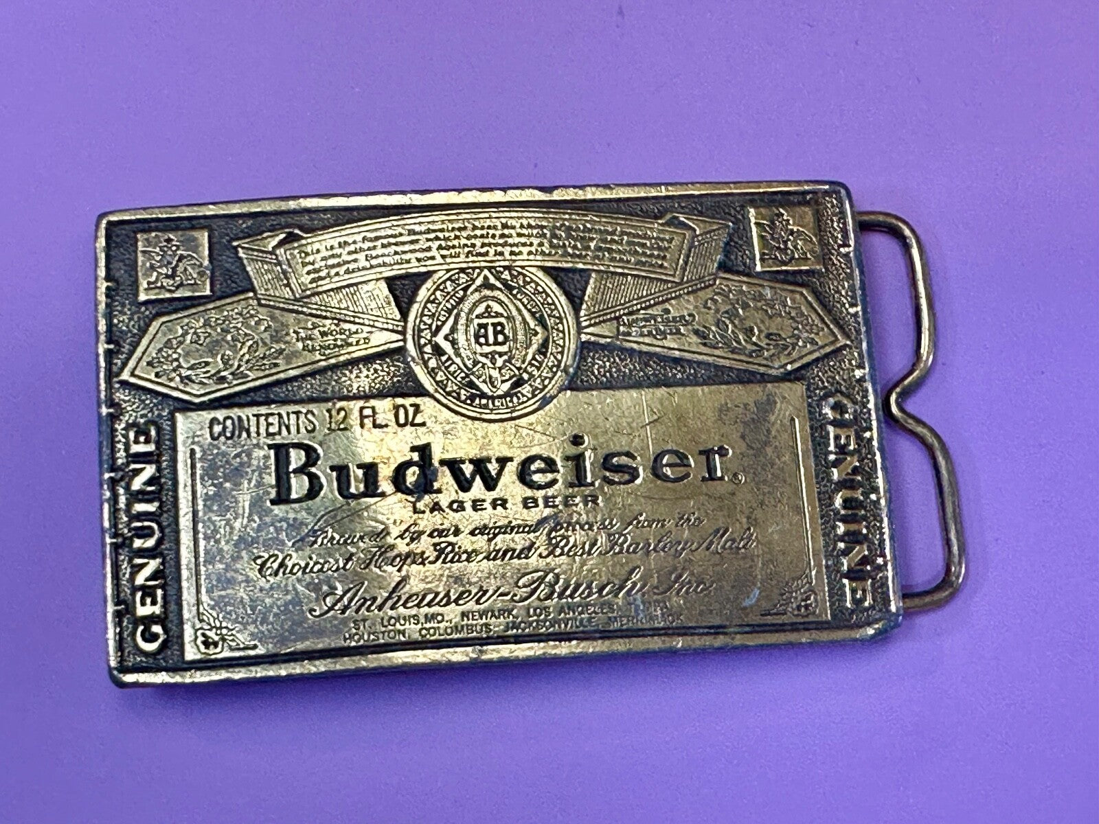 Vintage Budweiser A-168 Beer Company Brass Tone Add Belt Buckle 