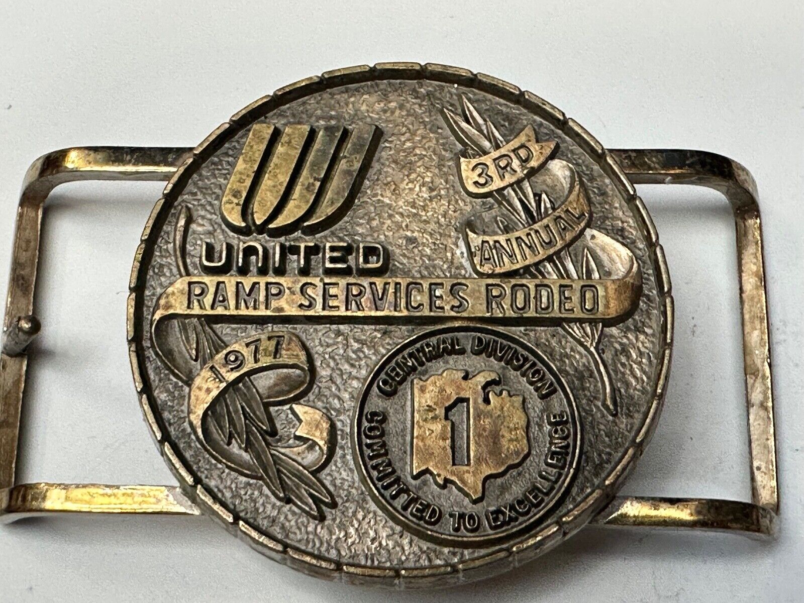 United Airlines Ramp Services Rodeo Central Division 3rd Annual 1977 Belt Buckle
