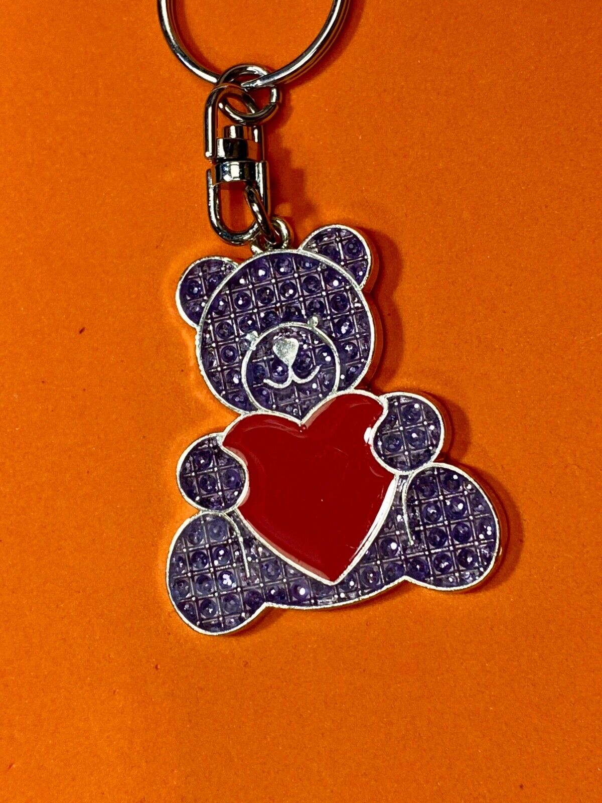Adorable Teddy Bear with Heart Keychain - Key Ring Chain