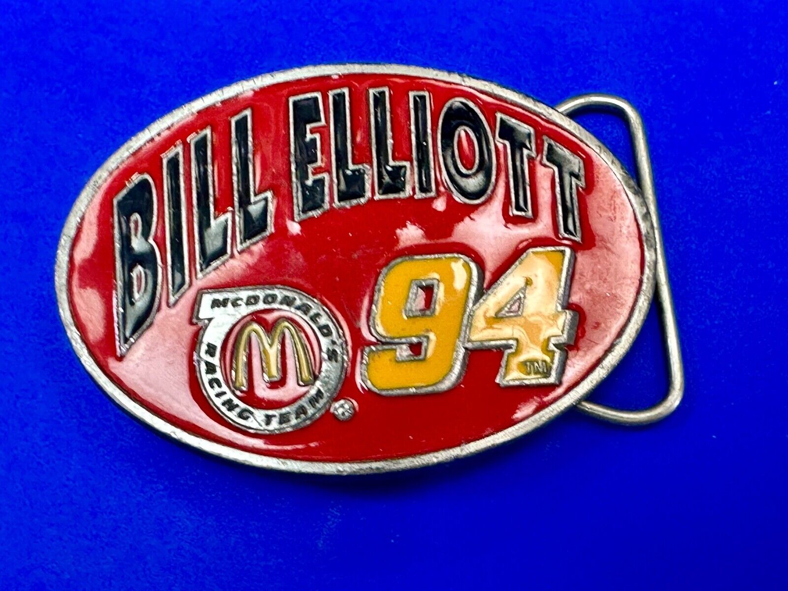 Bill Elliott #94 McDonald's car vintage Nascar race belt buckle N-28