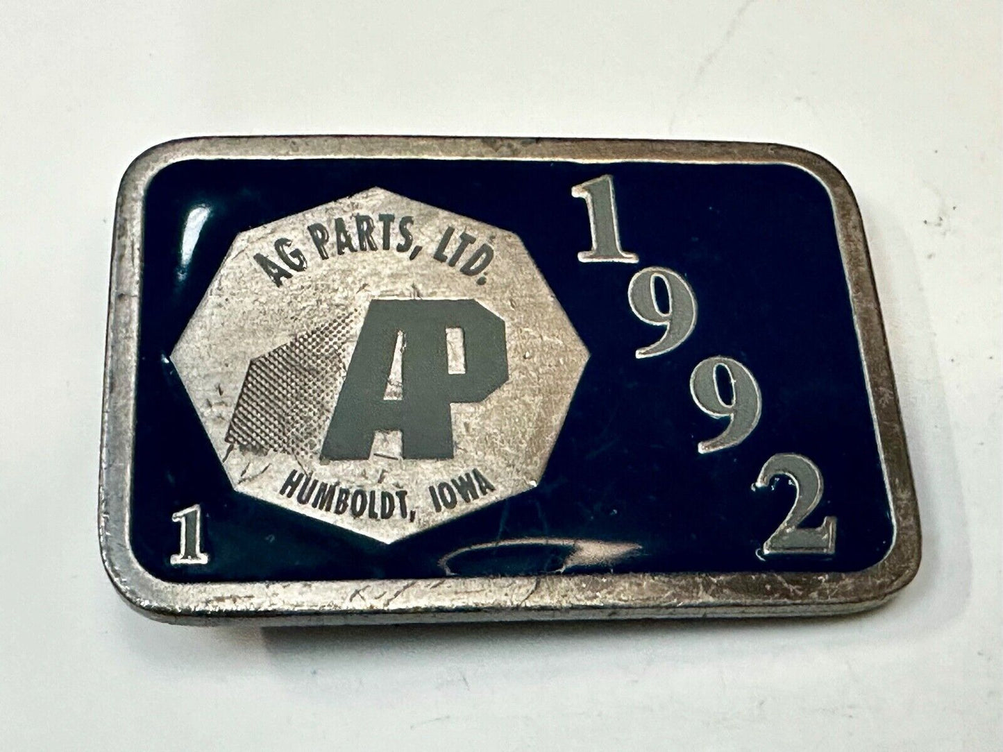 AP Ag Parts Iowa State Farmer Farming Vintage 1992 Limited Edition Belt Buckle