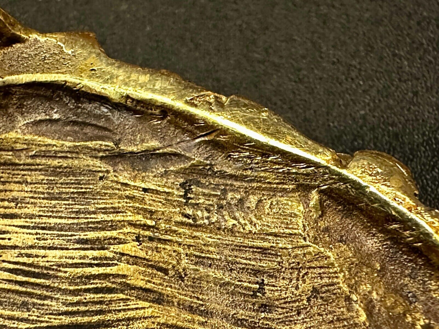 Unique Chunky Nugget Textured Brutalist Gold Tone Hippy Signed Belt Buckle