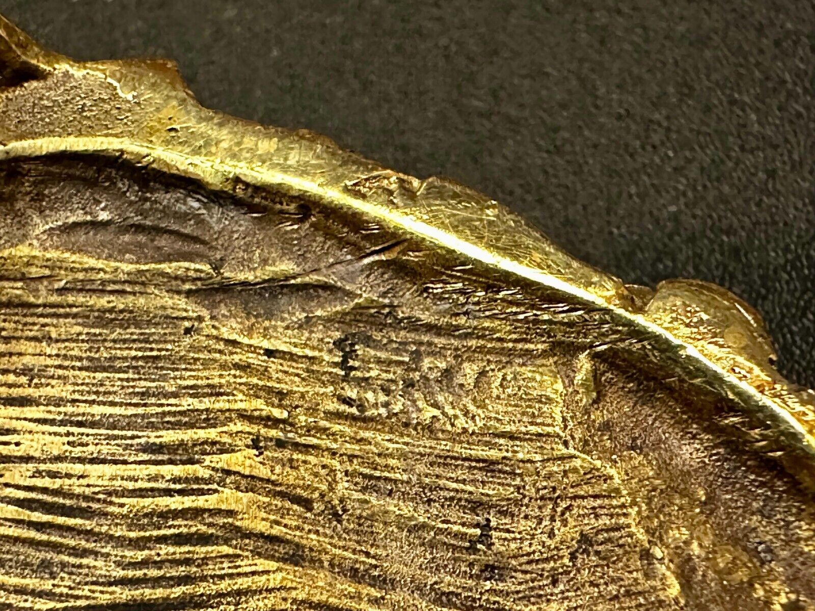 Unique Chunky Nugget Textured Brutalist Gold Tone Hippy Signed Belt Buckle