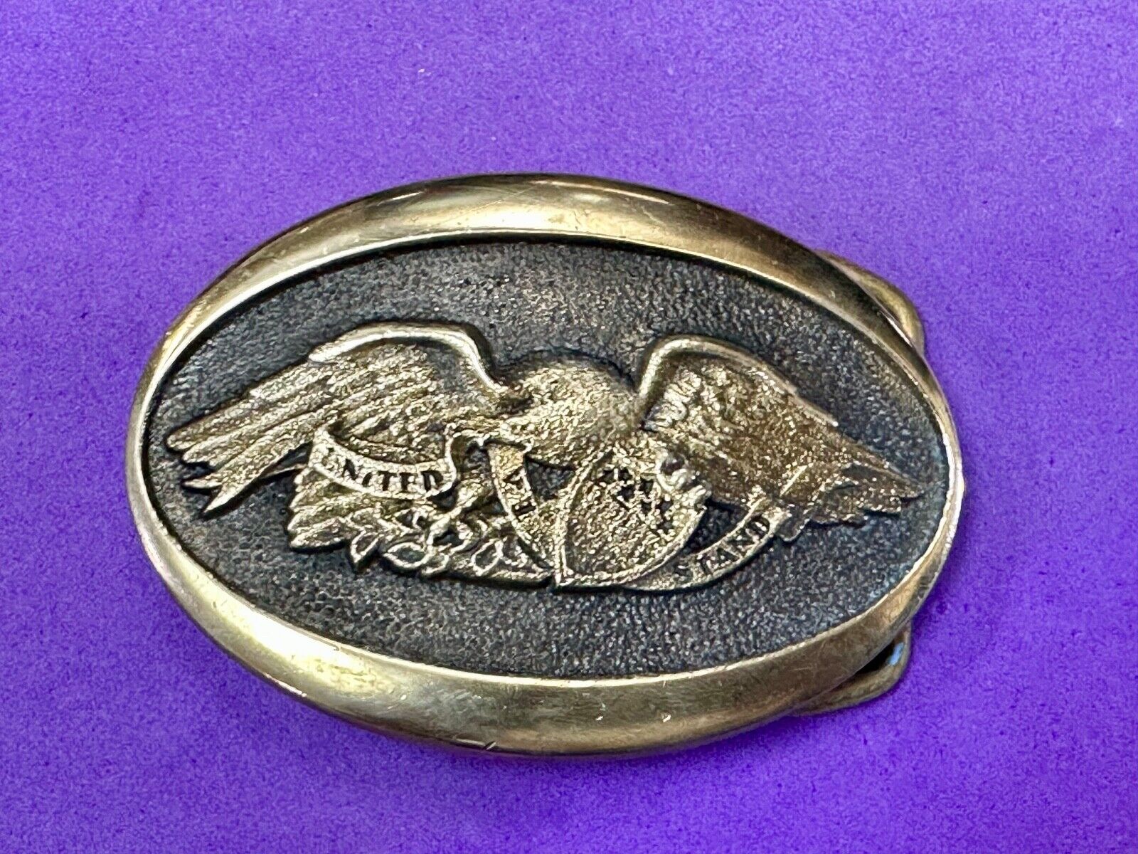 United We Stand Patriotic America USA pride - vintage Heritage Mint belt buckle