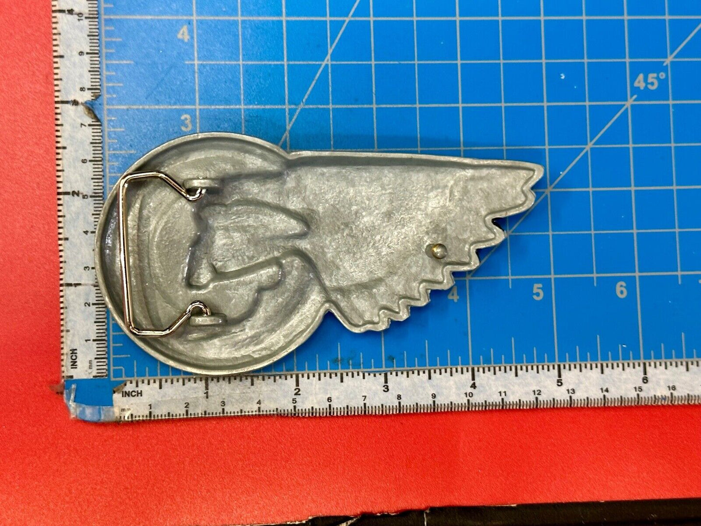 Bikers Skull with Eagle Wing and Motorcycle Wheel figural belt buckle