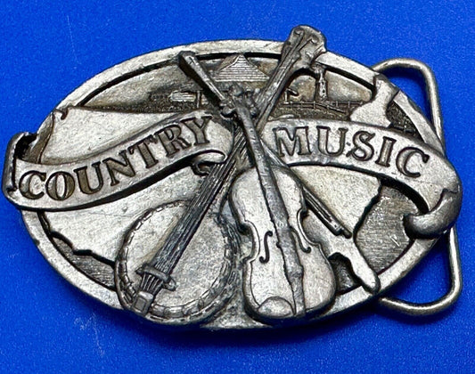 1984 Country Music - Guitar & Banjo pickers Vintage Siskiyou belt buckle  E-29