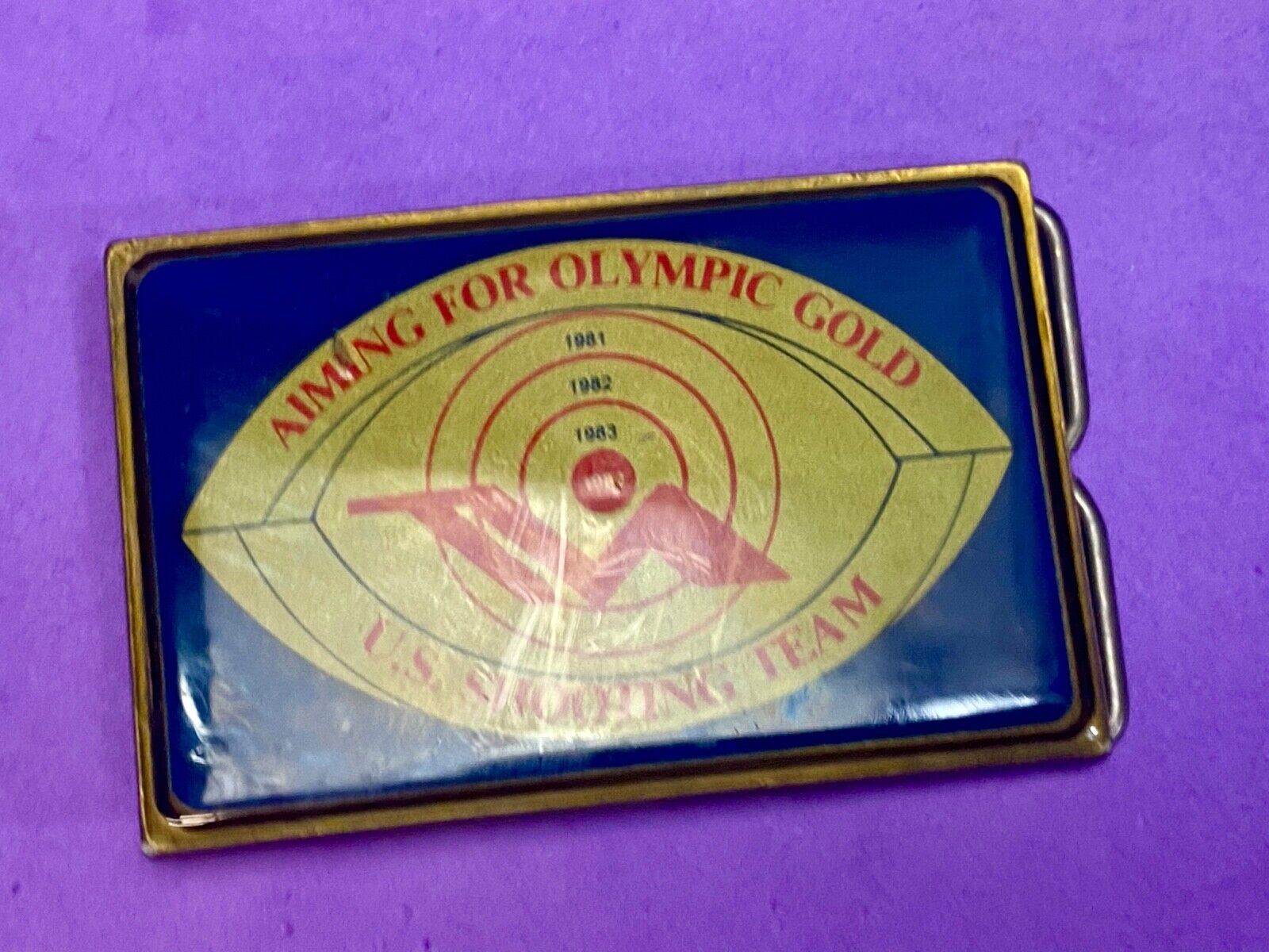 Aiming For Olympic Gold 1984 La Ca U.S. America Skeet Shooting Team Belt Buckle