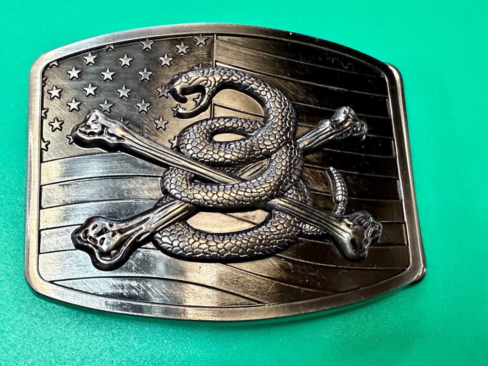 USMC Snake Crossbones Flag US Marine Corps Don't Tread on me Belt Buckle
