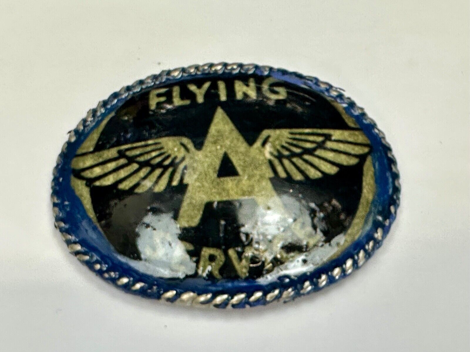 A W/ wings - Pilot's Airplane Flying Service large custom Vintage belt buckle