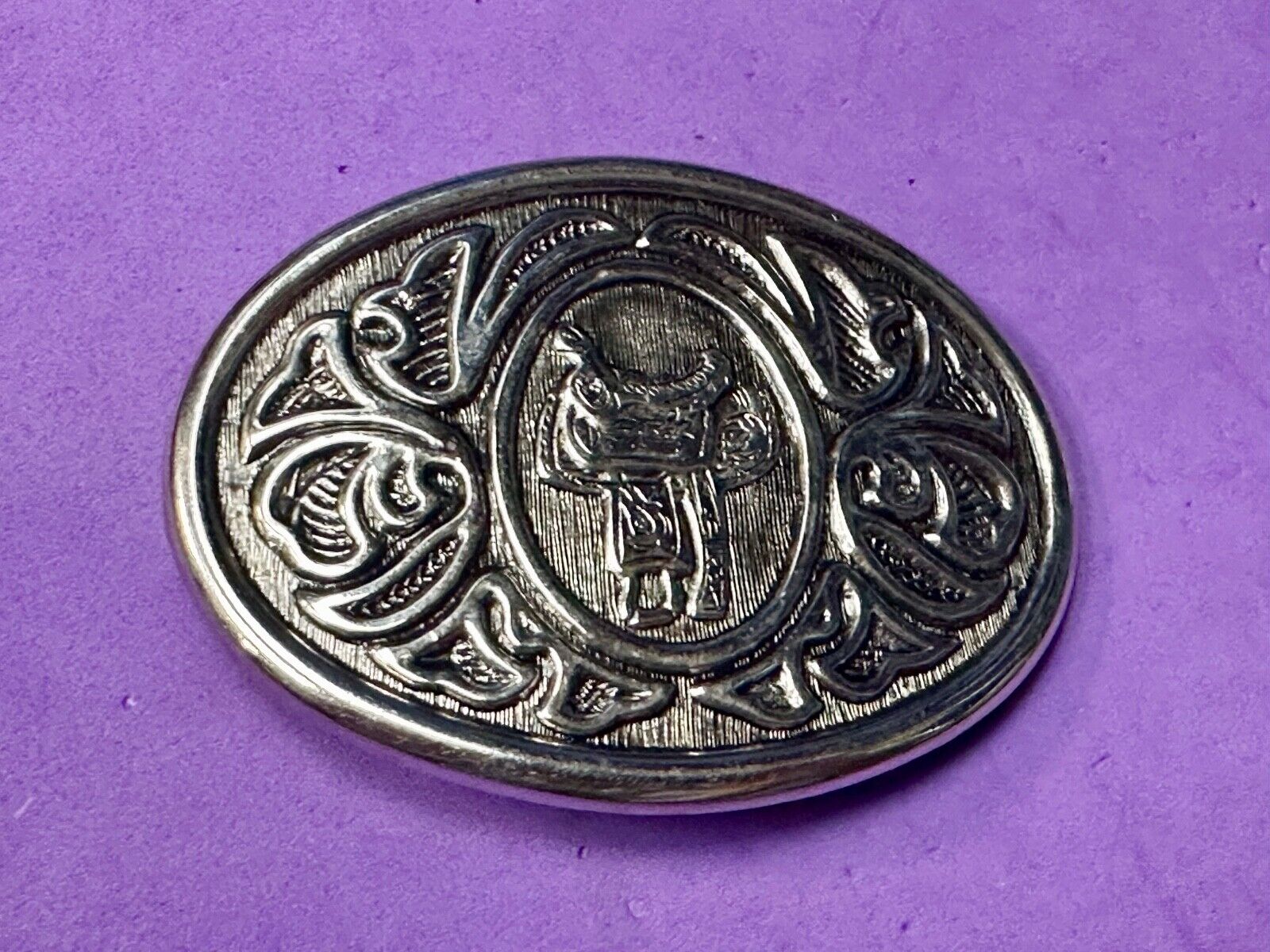 VINTAGE Avon Horse Saddle Western Ornate silver tone Belt Buckle