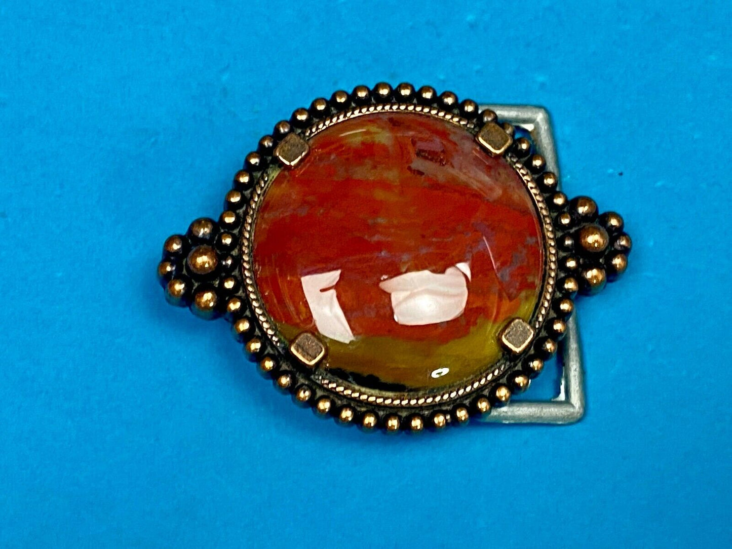 Unique Small Red Brown Jasper Beautiful Cabochon Stone Centerpiece Belt Buckle
