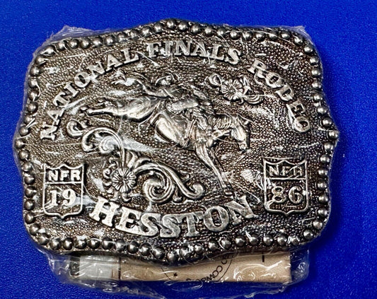 1986 Hesston National Finals Rodeo NFR Cowboys Youth Size NOS Belt Buckle