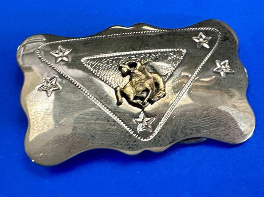 Vintage Cowboy Saddle Bronc western two tone belt buckle  with star accents