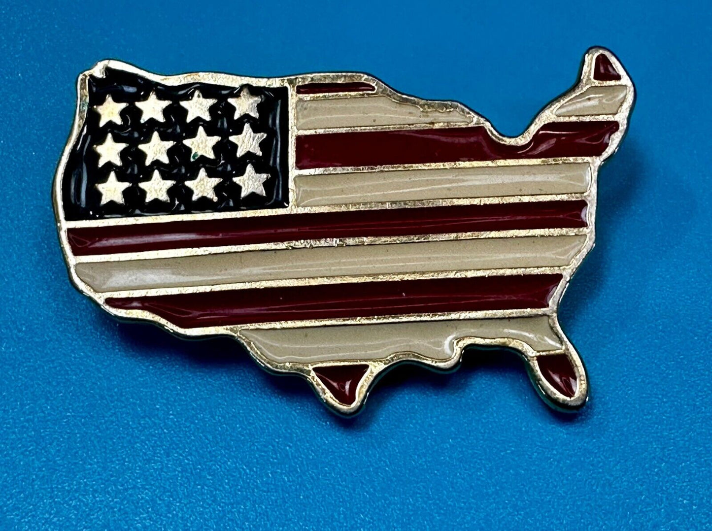United States Map Cutout USA Country Vtg., Patriotic Brooch Pin Signed by Orion