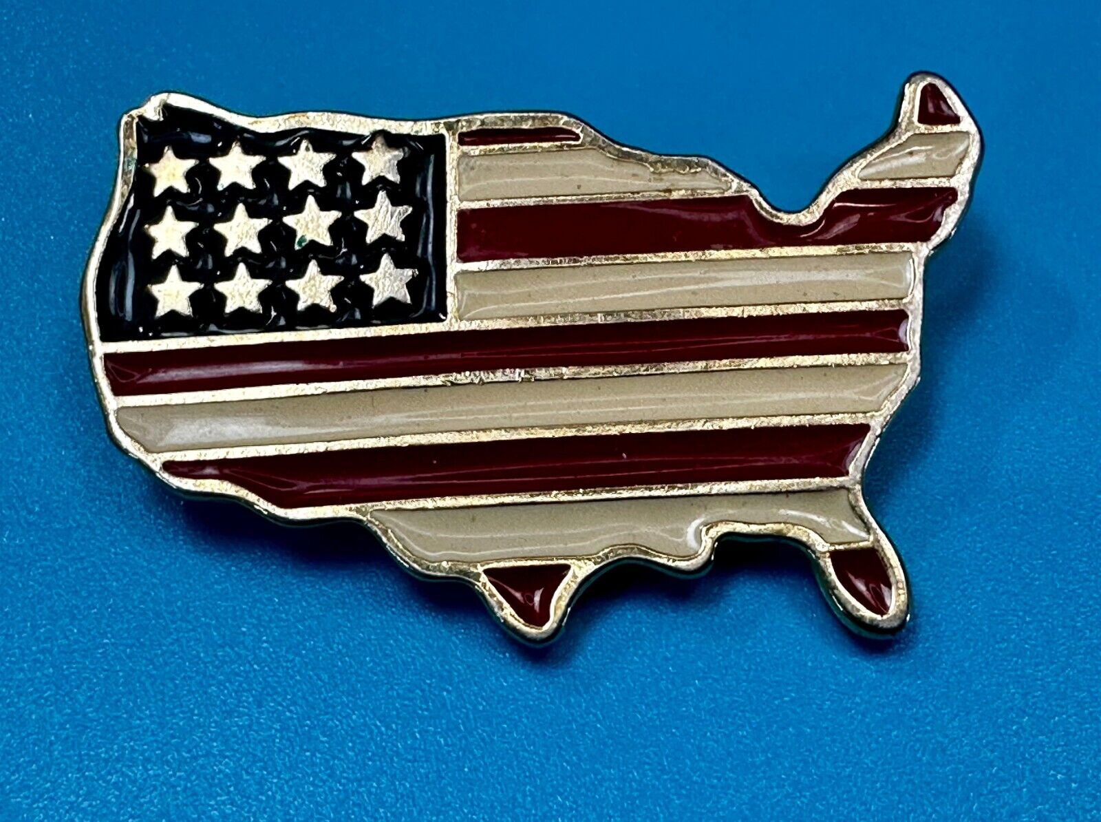United States Map Cutout USA Country Vtg., Patriotic Brooch Pin Signed by Orion