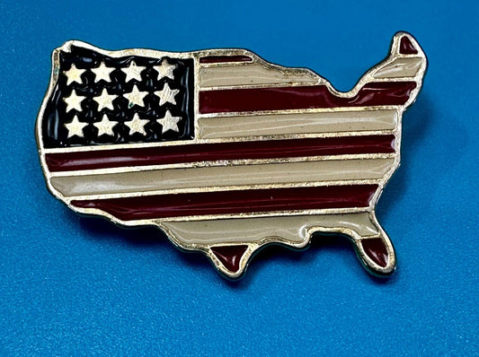 United States Map Cutout USA Country Vtg., Patriotic Brooch Pin Signed by Orion