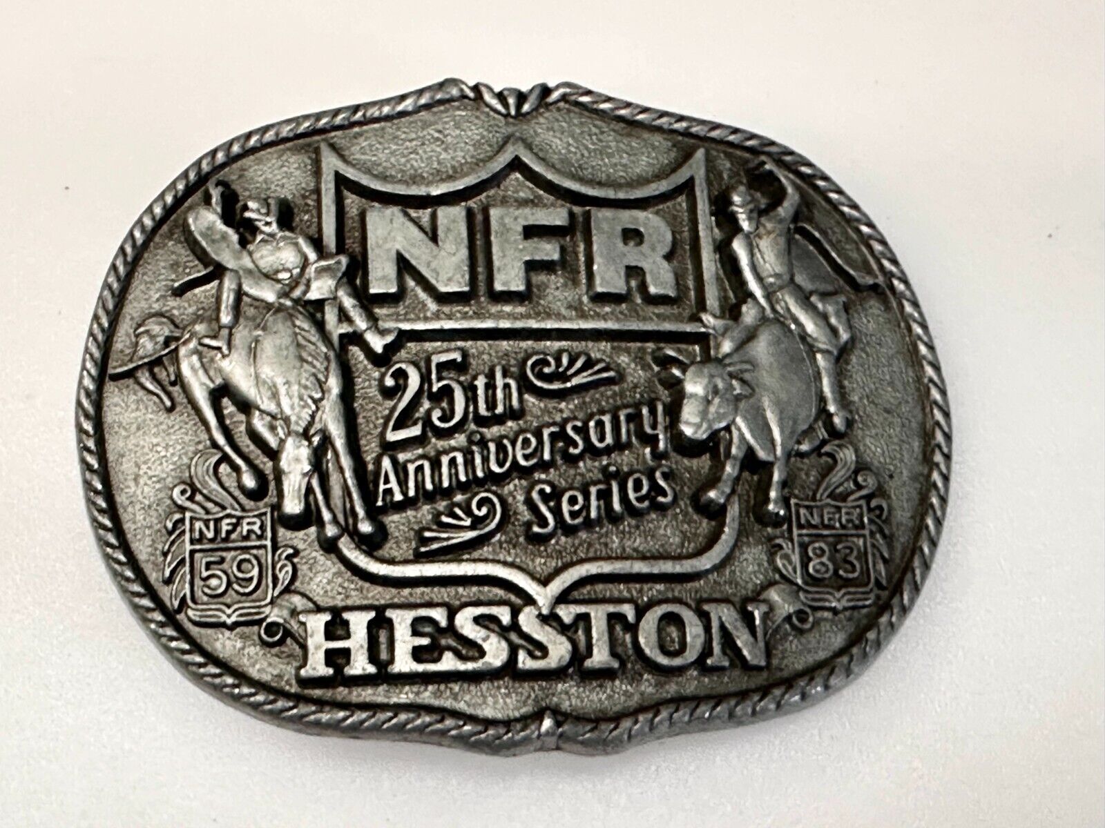 25th Anniversary  NFR Hesston National Finals Rodeo Cowboy Belt Buckle