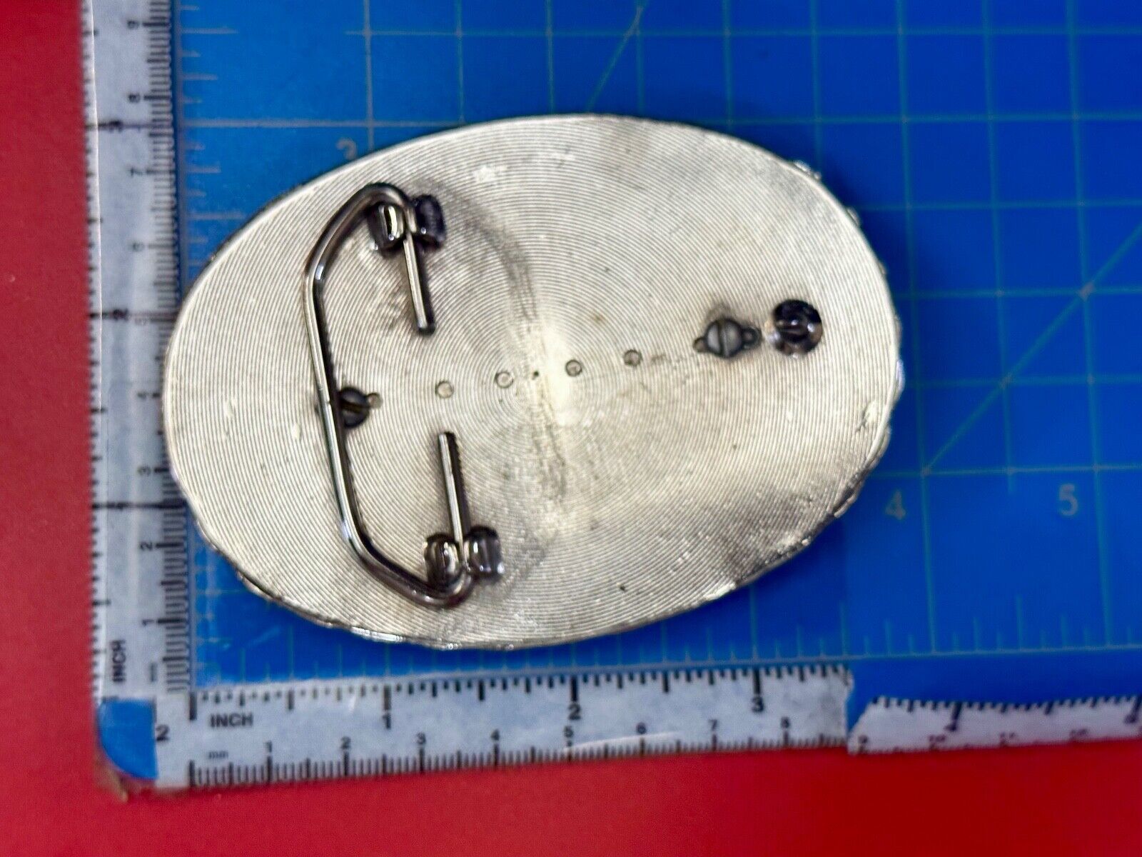 Two lucky pennies coins encased in cab style centerpiece of western belt buckle