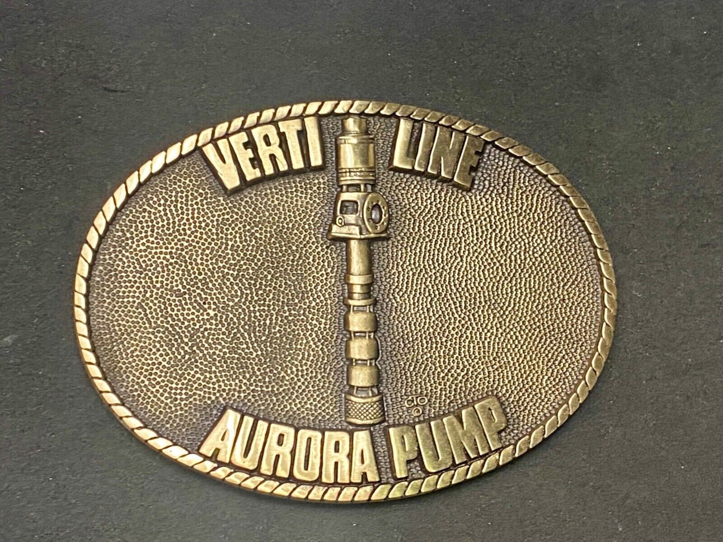 Verti line Aurora Pump belt buckle by OC Tanner Turbine pumps Co commemorative