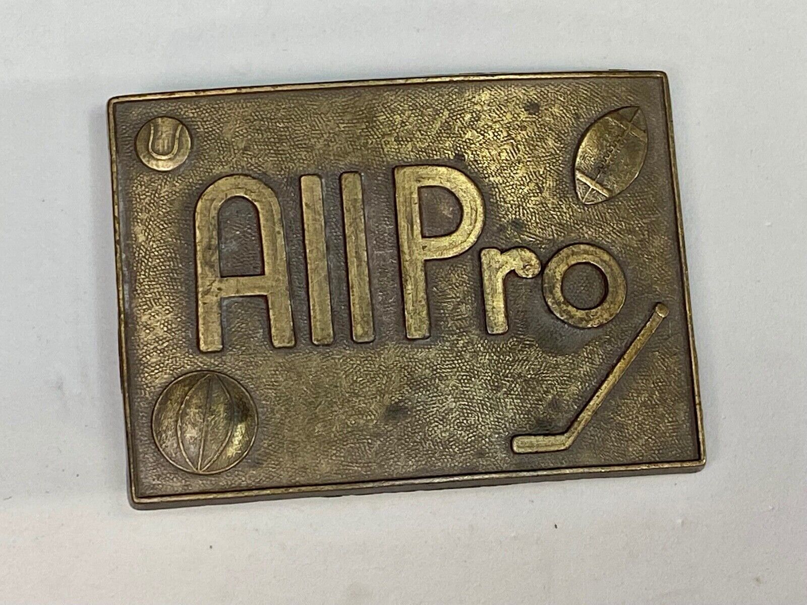 All Pro Hockey Basketball Golf Football Brass Tone Belt Buckle 